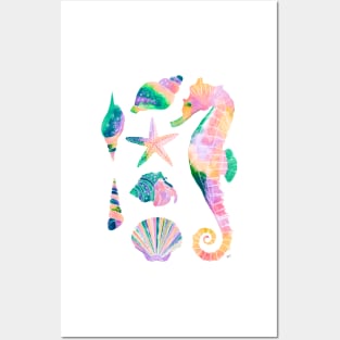 Watercolor Under the Sea Pattern - Retro Pastel Posters and Art